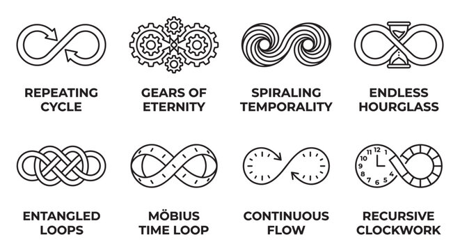 Time loop spiral endless hourglass and repeating cycle concepts.