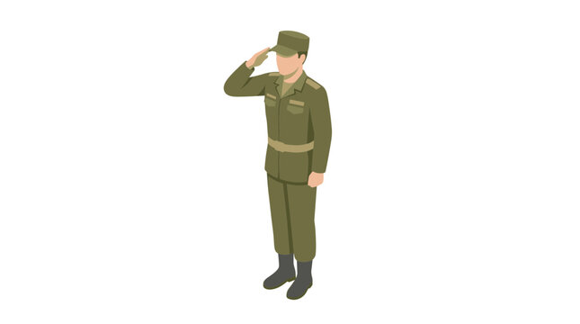 Male Military Soldier in Green Uniform Performing a Hand Salute