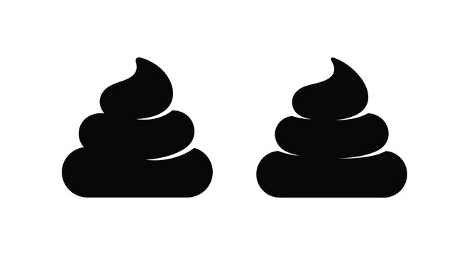 Two Black Pile Shapes On White Background Simplified Silhouette Illustration excrement feces