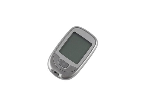 Silver pager with blank screen and button isolated on transparent background beeper