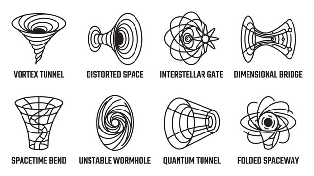 Abstract vortex tunnel and distorted space portals for science fiction concepts.