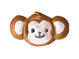 Textured 3D illustration of a cute monkey face © EugeniaLizandra