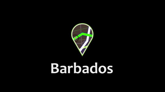 Barbados Map Concept with Digital Location Marker and Modern Navigation Design. red arrow icon direction on the map road.