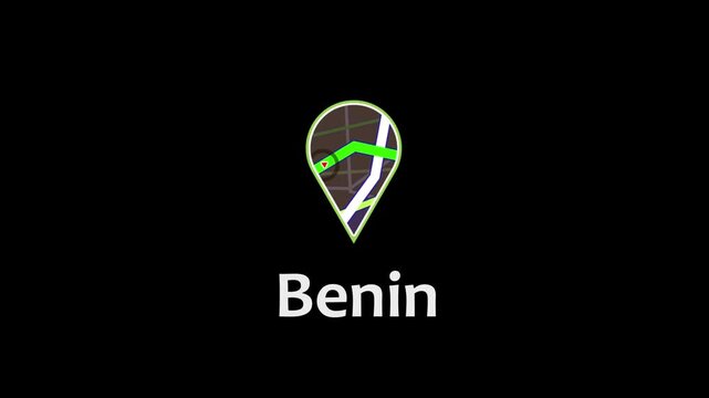 Benin Map Concept with Digital Location Marker and Modern Navigation Design. red arrow icon direction on the map road.