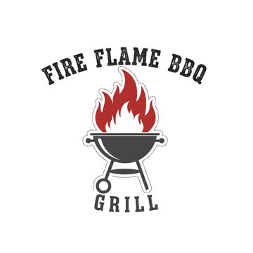 Fire Flame BBQ Grill Logo Design.
