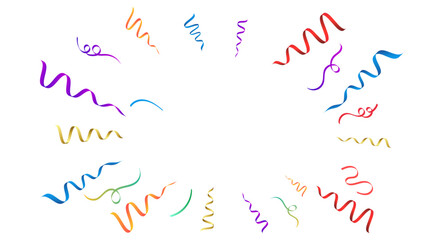 Colorful Party Streamers and Ribbons Vector, Festive Celebration Confetti Background