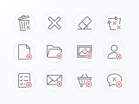 set of icons for web with delete themes