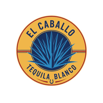 El Caballo Tequila Blanco Emblem with Agave Plant.