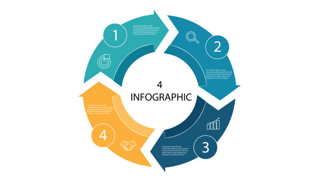 Vector circle arrows infographic, diagram, graph, presentation, chart. Business concept with 4 options. Design for business or finance template layout, brochure, workflow, information or presentation 