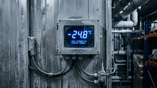 Cold Storage Digital Thermometer Displays Sub-Zero Temperature