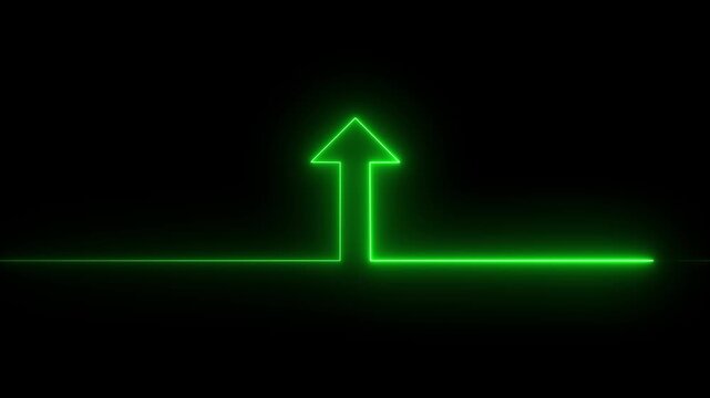 Abstract Glowing neon line icon and up arrow animation. growth up concept, Money, profit, investment, growth business up arrow animation on black background.4k quality animation video..