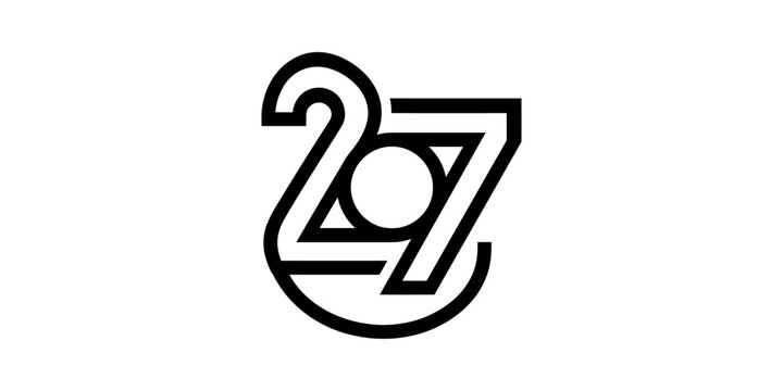 Abstract logo with numbers 2 and 7, modern design, graphic element