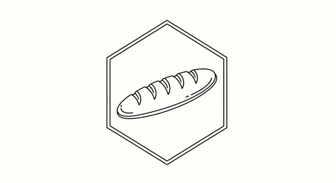 Simple Loaf of Bread Icon Inside Hexagon Outline