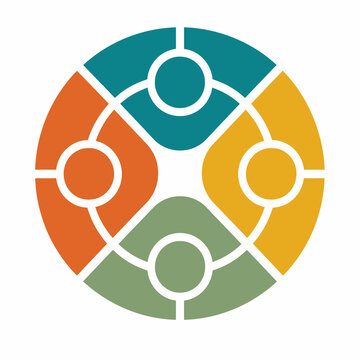 Four Person Geometric Unity Circle Logo for Inclusive Community and Teamwork