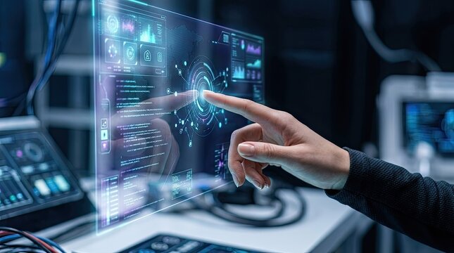 hand pushing a button on a touch screen interface
