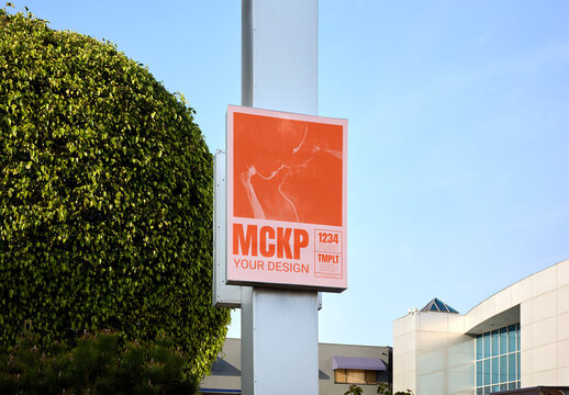 Mockup Of Customizable Square Sign On Los Angeles Street