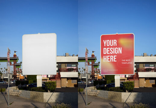 Mockup Of Customizable Outdoor Billboard Sign In Los Angeles