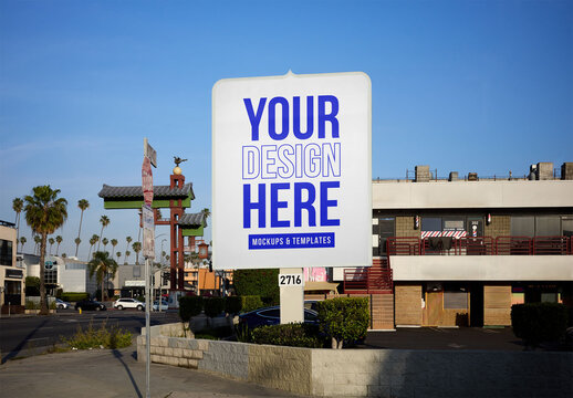 Mockup Of Customizable Outdoor Sign In Los Angeles Street Scene