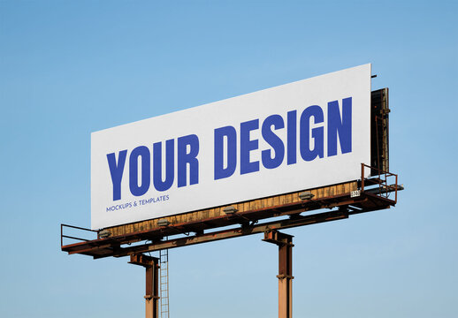 Mockup Of Customizable Large Billboard, Low Angle View