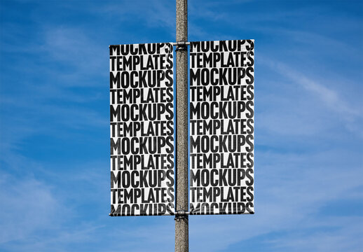 Mockup Of Two Customizable Vertical Pole Banners, Los Angeles