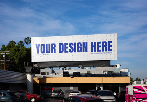 Mockup Of Customizable Billboard On Los Angeles Street