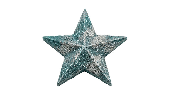 A single textured green star object isolated on a white background.