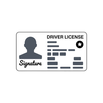 Driver license card icon with profile photo and signature field