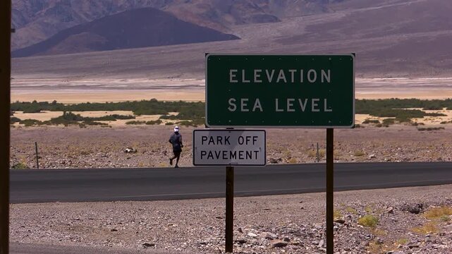 Badwater athlete running in the heat of Death Valley