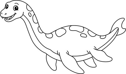 Cute Plesiosaur dinosaur coloring picture. © SALA-L