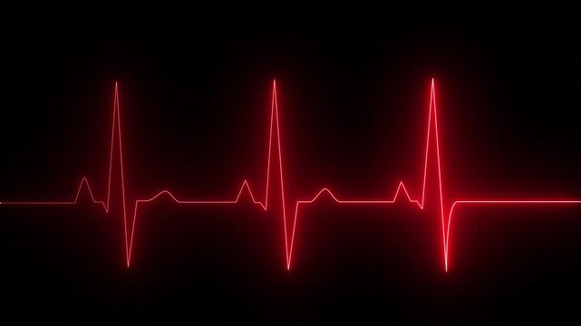 Red color EKG heart line monitor. Emergency EKG monitoring. pulse line. ECG heartbeat monitor. Motion graphics of Electrocardiogram Medical 4k video.