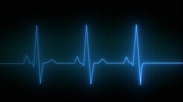 Sky Blue color EKG heart line monitor. Emergency EKG monitoring. pulse line. ECG heartbeat monitor. Motion graphics of Electrocardiogram Medical 4k video.
