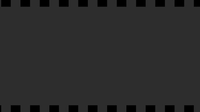 Dark film strip border with empty gray background abstract loop motion.