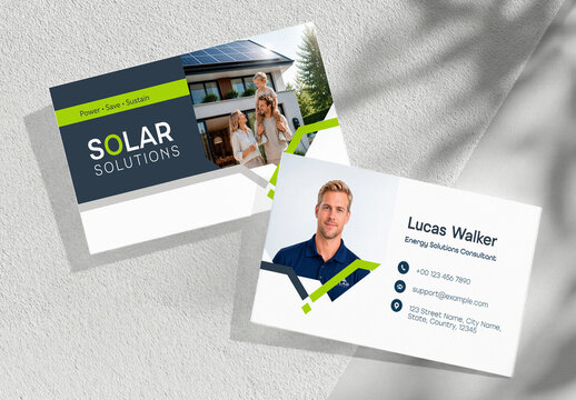 Modern Solar Energy Business Card Template for Solar Panel Installation and Energy Solutions Company