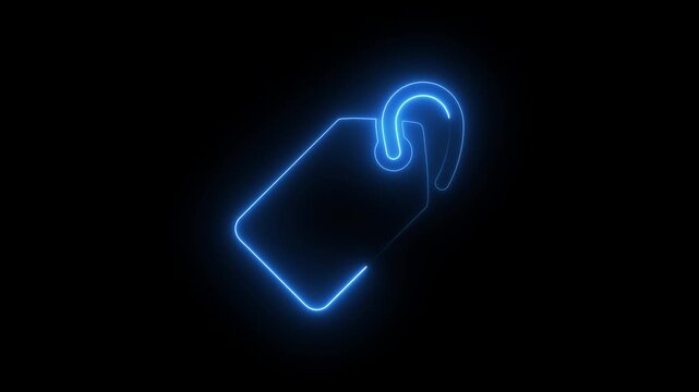 neon glowing price tag label concept on dark black background for shopping discount retail sale offer and e-commerce icon loop template