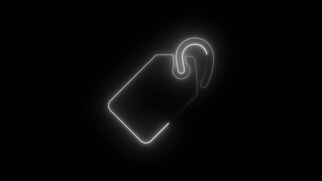 neon glowing price tag label concept on dark black background for shopping discount retail sale offer and e-commerce icon loop template