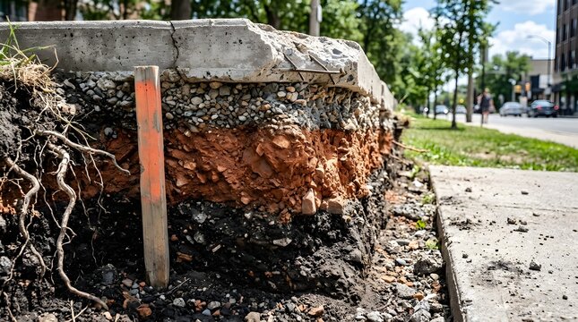 Urban Soil Profile Exposed During Construction