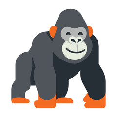 Naklejka premium Friendly Gorilla Character Standing Isolated on White Background for Web Design
