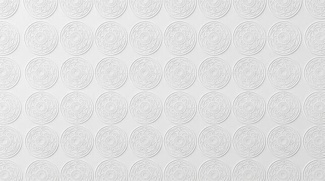 Luxury White Circular Geometric Seamless Pattern Background