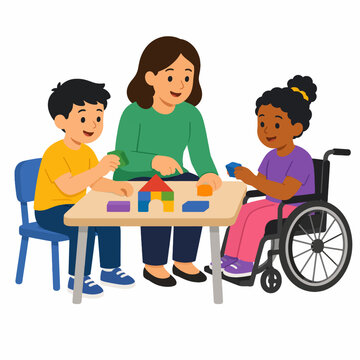 Inclusive Education Activity With Children and Teacher