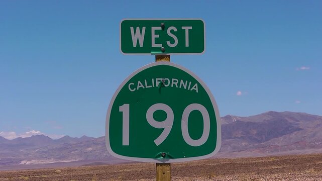 CA 190 Road sign in Death Valley
