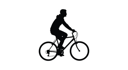 Obraz premium Cyclist on bicycle silhouette against a white background