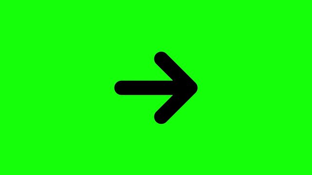 Animated Right Arrow Icon on Green Screen for Chroma Key Loop