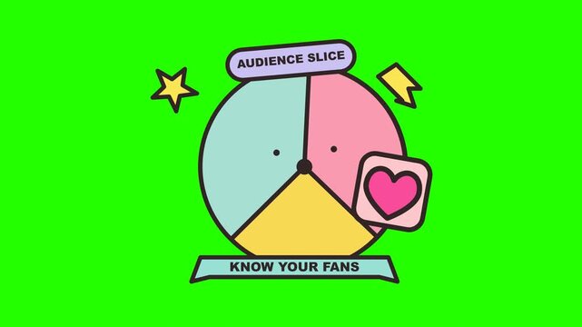 Flat Vector Audience Slice Marketing Pie Chart Animation Green Screen Loop