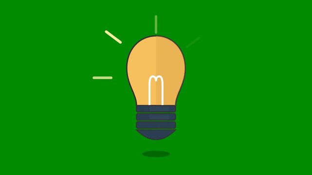 Flat Animated Light Bulb Idea Icon Motion Background Loop