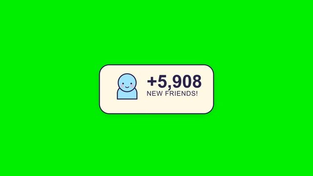 4K Social Media Follower Growth Notification Animation on Green Screen Loop