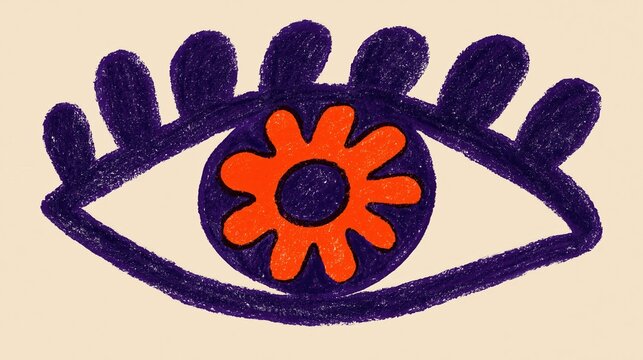 Single eye shape whose iris is a ring of soft aperture, minimalist conceptual illustration