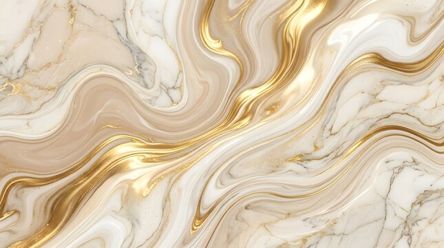 Abstract liquid gold and white marble texture. Fluid paint background with luxury veins.