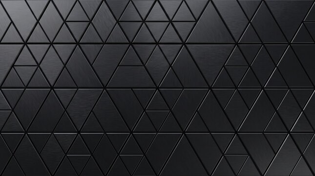 Premium Black Metallic Triangle Seamless Geometric Pattern