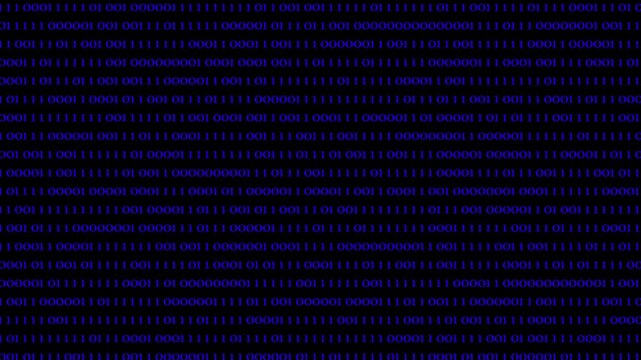 Dynamic blue binary code stream background, featuring scrolling digital, data streams of, ones and zeros, for cyber security, artificial intelligence, software, development, and advanced technology
