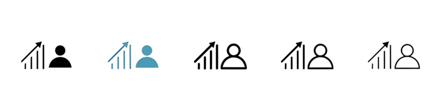 Improve sign icon set. Human productivity grow vector icon. Continuous performance vector sign for ui designs. Thin line customizable illustration. Symbol. Vector. isolated.  outline. Editable stroke 